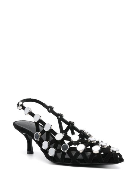 Black 50mm Grid slingback pumps The attico - women THE ATTICO | 250WSH00844LBT007SA100